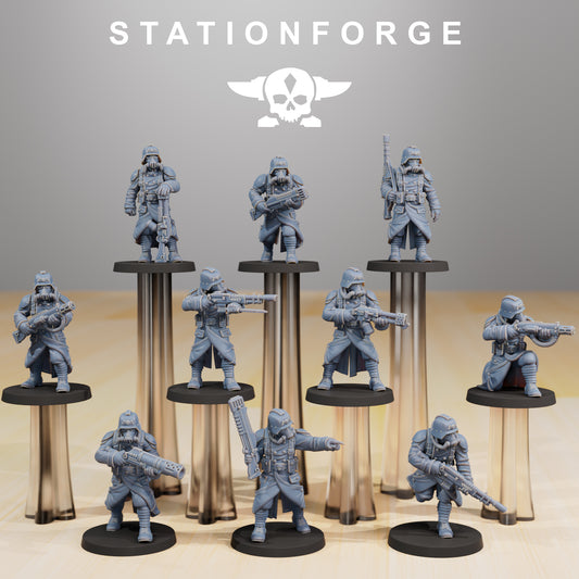 Grimguard Infantry Builder by Station Forge 28/32mm Heroic Scale Miniature, 35mm tall, 10 Units