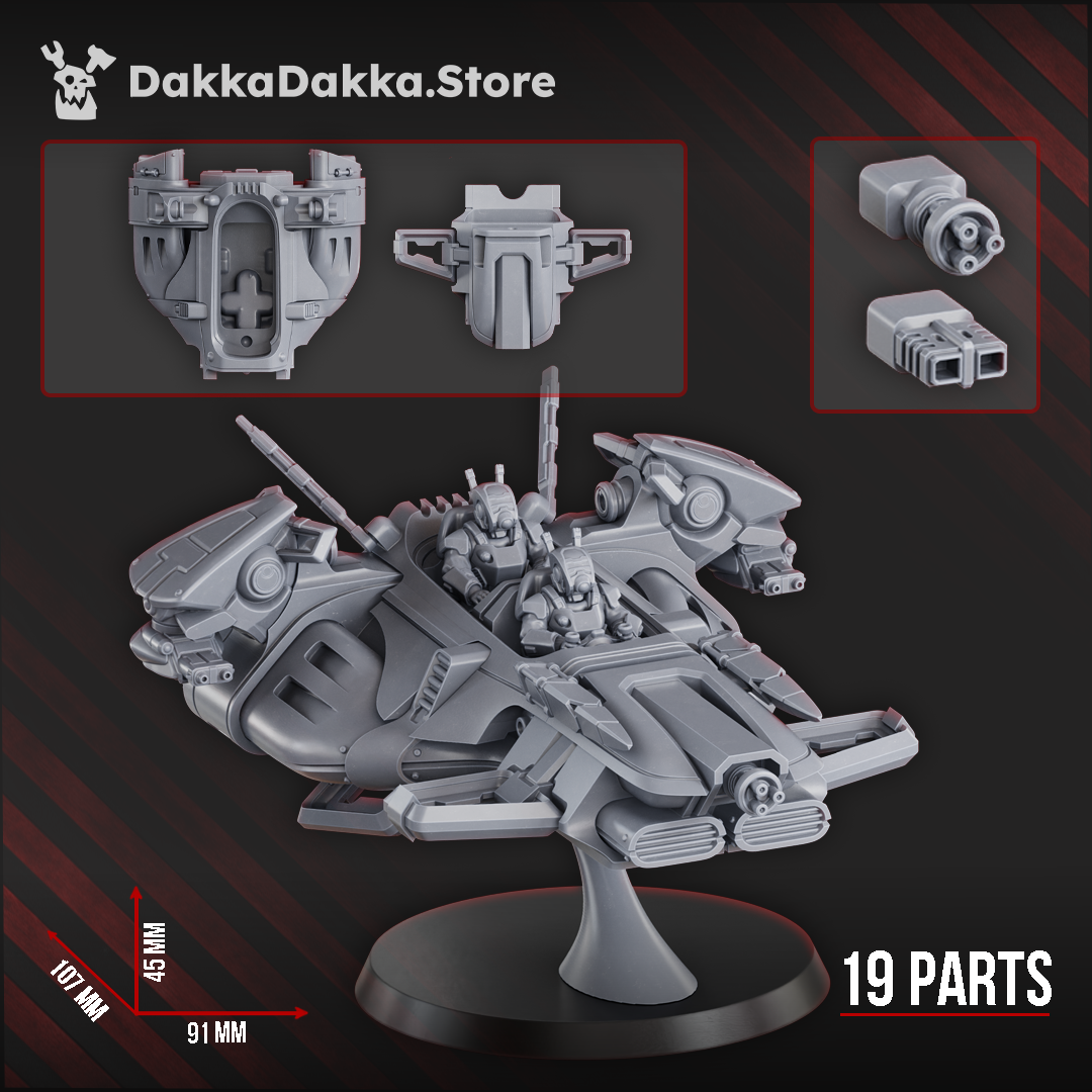 MSC APC "Cometail" - 3D Resin Printed Sci-Fi Vehicle (107mm Length) by DakkaDakka 28mm Heroic Scale Miniature, 107x91mm - Mega Diamonds & Schwartzreiter Mini Forge