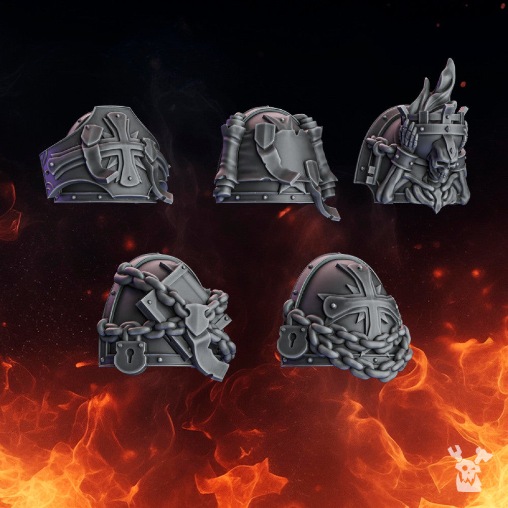 Pactum Aeternum Crusader Shoulders by DakkaDakkaStore – 10 Resin Printed Grimdark Pauldrons (28/32mm Scale)