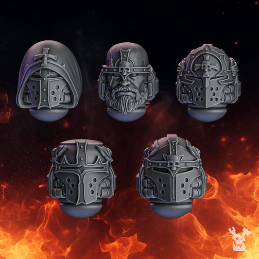 Pactum Aeternum Crusader Heads by DakkaDakkaStore – 10/20/30 Resin Printed Grimdark Heads (28/32mm Scale)