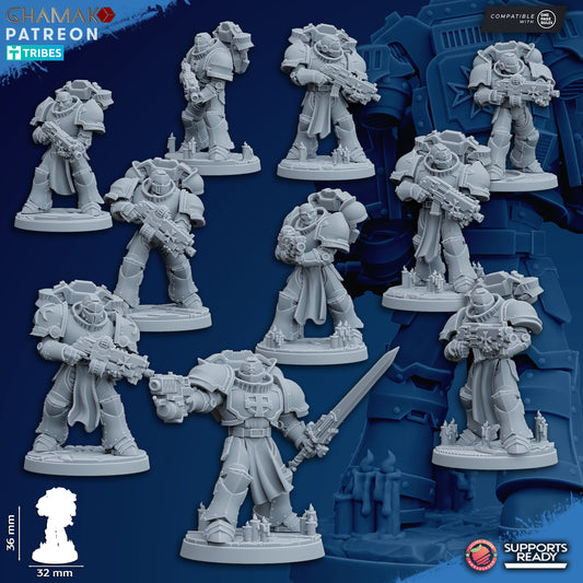 Temple Militum by Ghamak: Sci-fi 28/32mm Heroic Scale Miniature, 36mm tall, 10 Units