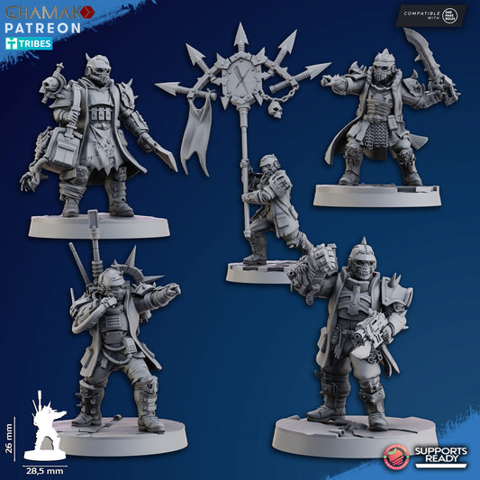 Dictator Squad by Ghamak, 28/32mm Heroic Scale Miniature, 26mm tall, 5 Units