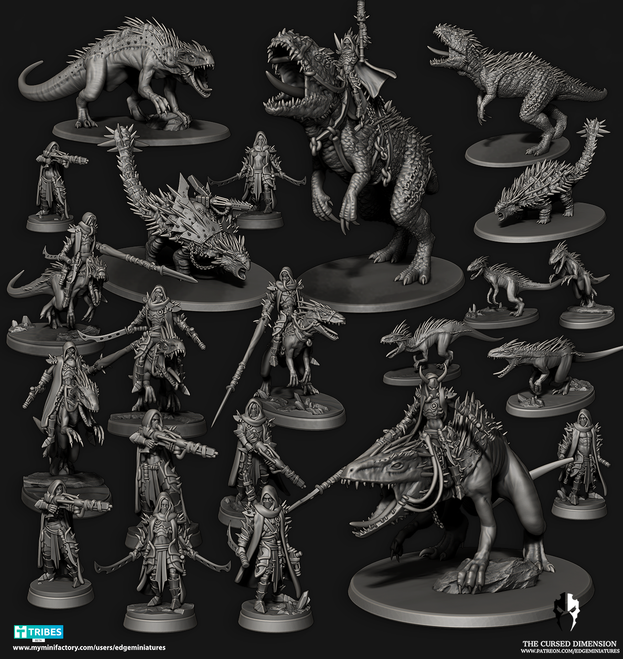 Dino Riders (Complete Set) – Space Desert Elves by Edge Miniatures