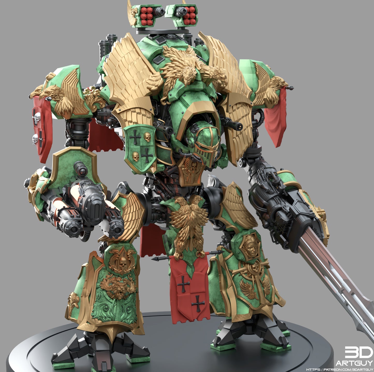 Medieval Mech Knight by 3DArtGuy 32mm scale, 50, 180mm, Miniature War Gaming Figure (Copy)