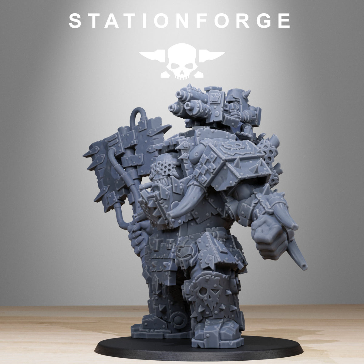 Orkaz Commander by Station Forge – Resin Printed Grimdark Hero