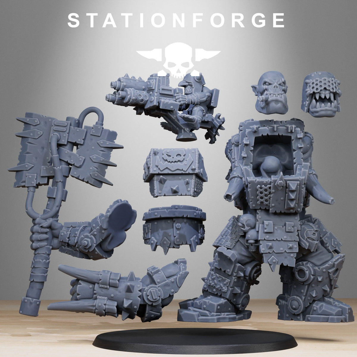 Orkaz Commander by Station Forge – Resin Printed Grimdark Hero