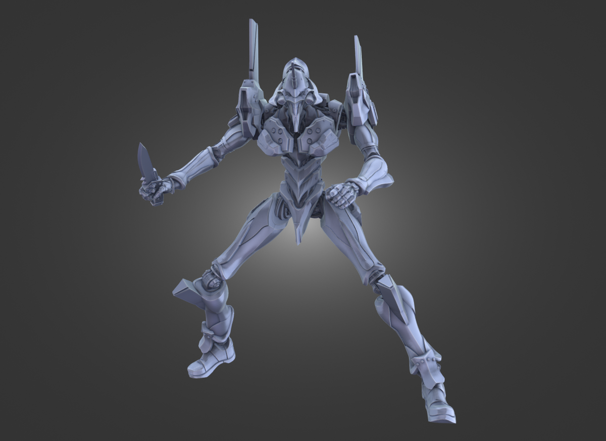Berserker by 3DArtGuy 50mm Knife Stance pose, grey render