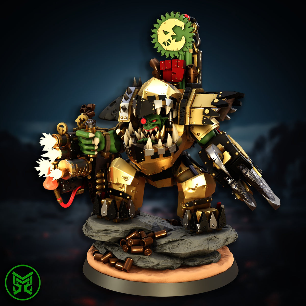 Big Boss in Mega Armour by Mekka Miniatures designer render, painted view 2 of 8