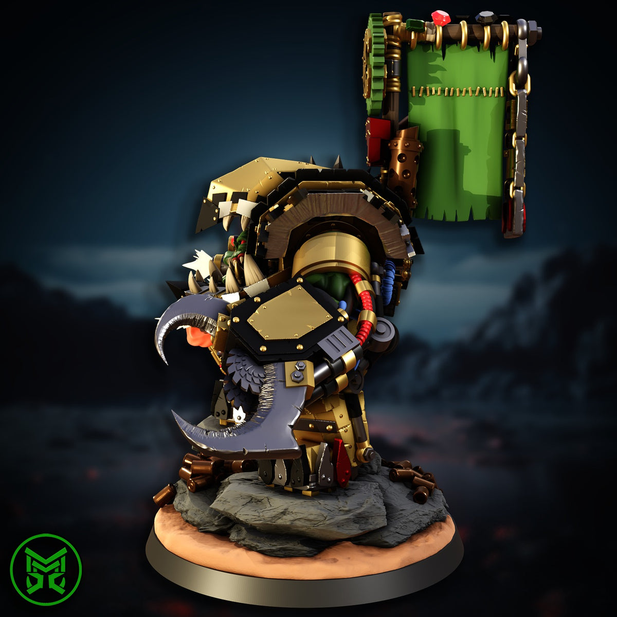 Big Boss in Mega Armour by Mekka Miniatures designer render, painted view 3 of 8