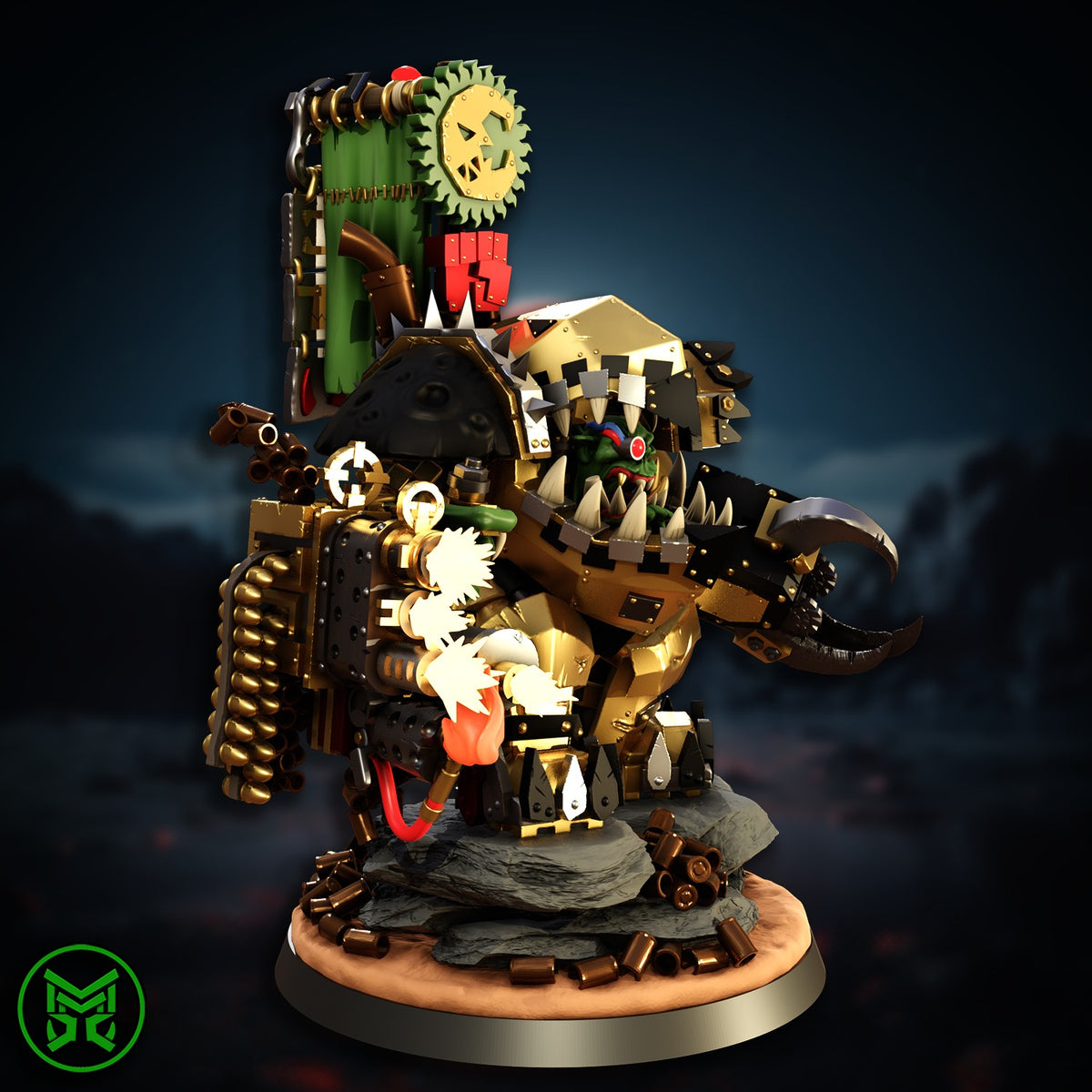 Big Boss in Mega Armour by Mekka Miniatures designer render, painted view 4 of 8