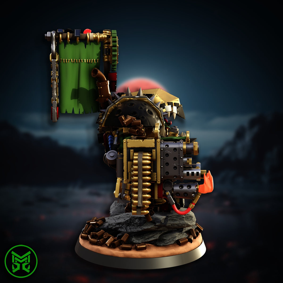 Big Boss in Mega Armour by Mekka Miniatures designer render, painted view 5 of 8