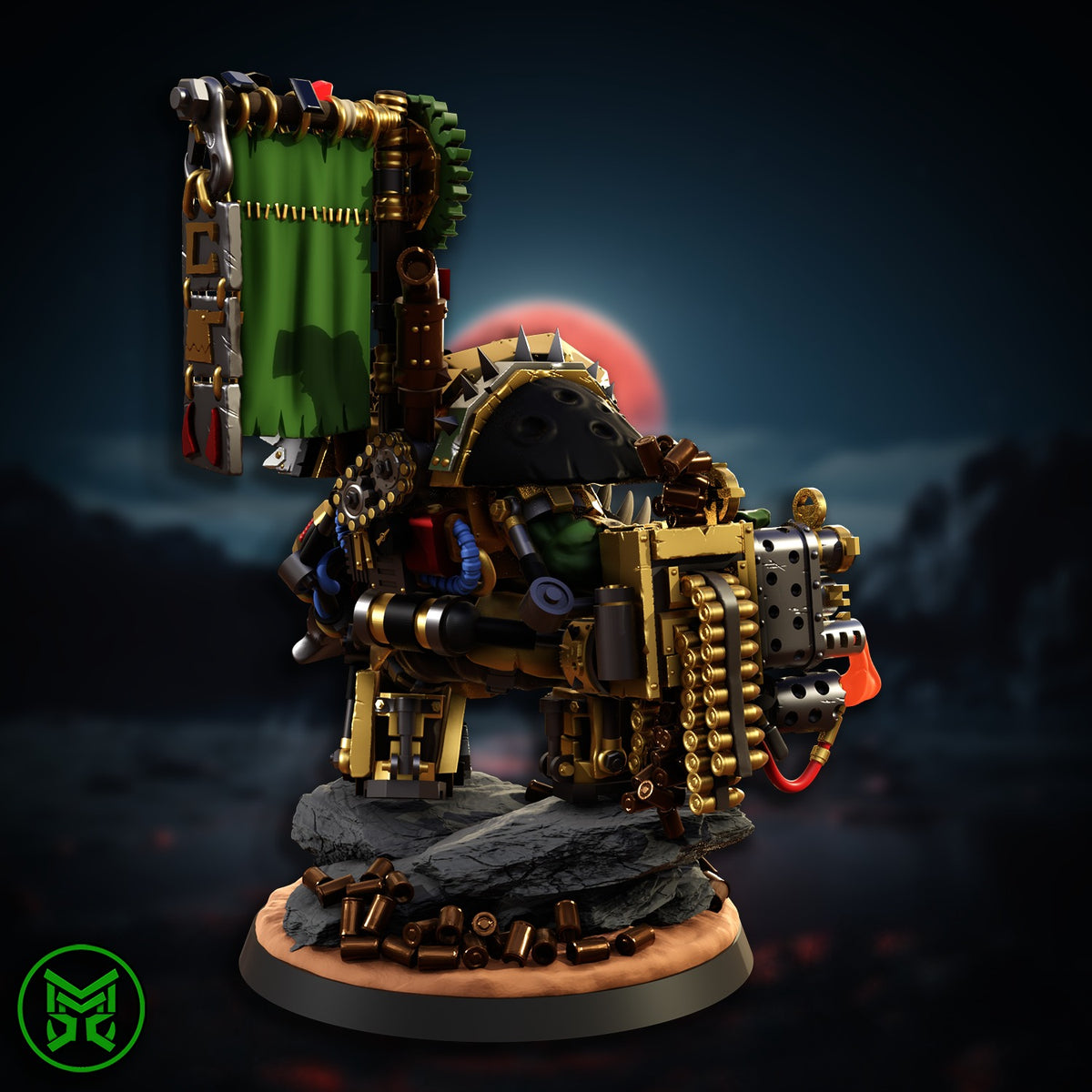 Big Boss in Mega Armour by Mekka Miniatures designer render, painted view 6 of 8