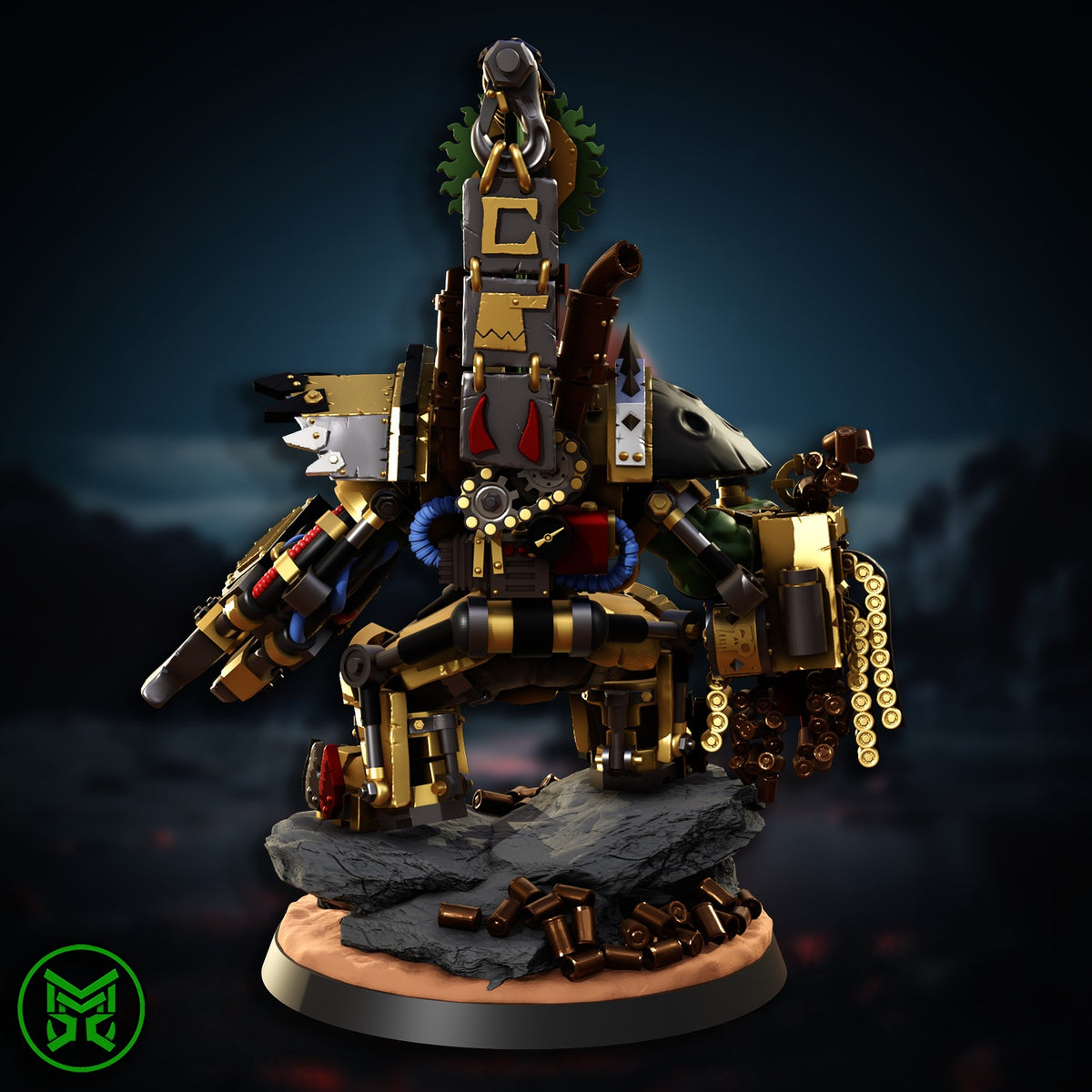Big Boss in Mega Armour by Mekka Miniatures designer render, painted view 7 of 8