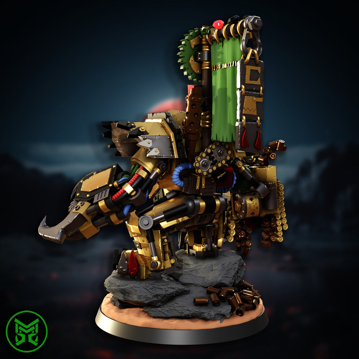 Big Boss in Mega Armour by Mekka Miniatures designer render, painted view 8 of 8