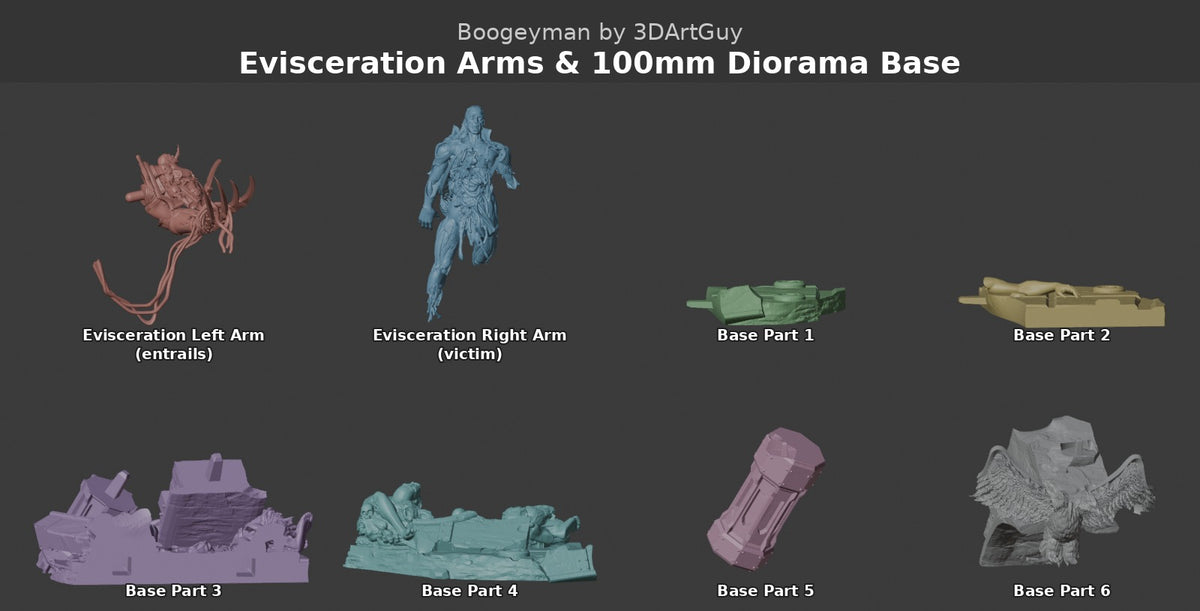 Boogeyman by 3DArtGuy 100mm Diorama, colour-coded parts