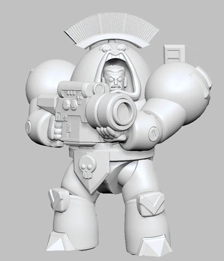 Captain Set 2 - Space King by 3DArtGuy, Two-Handed Aim pose, grey render
