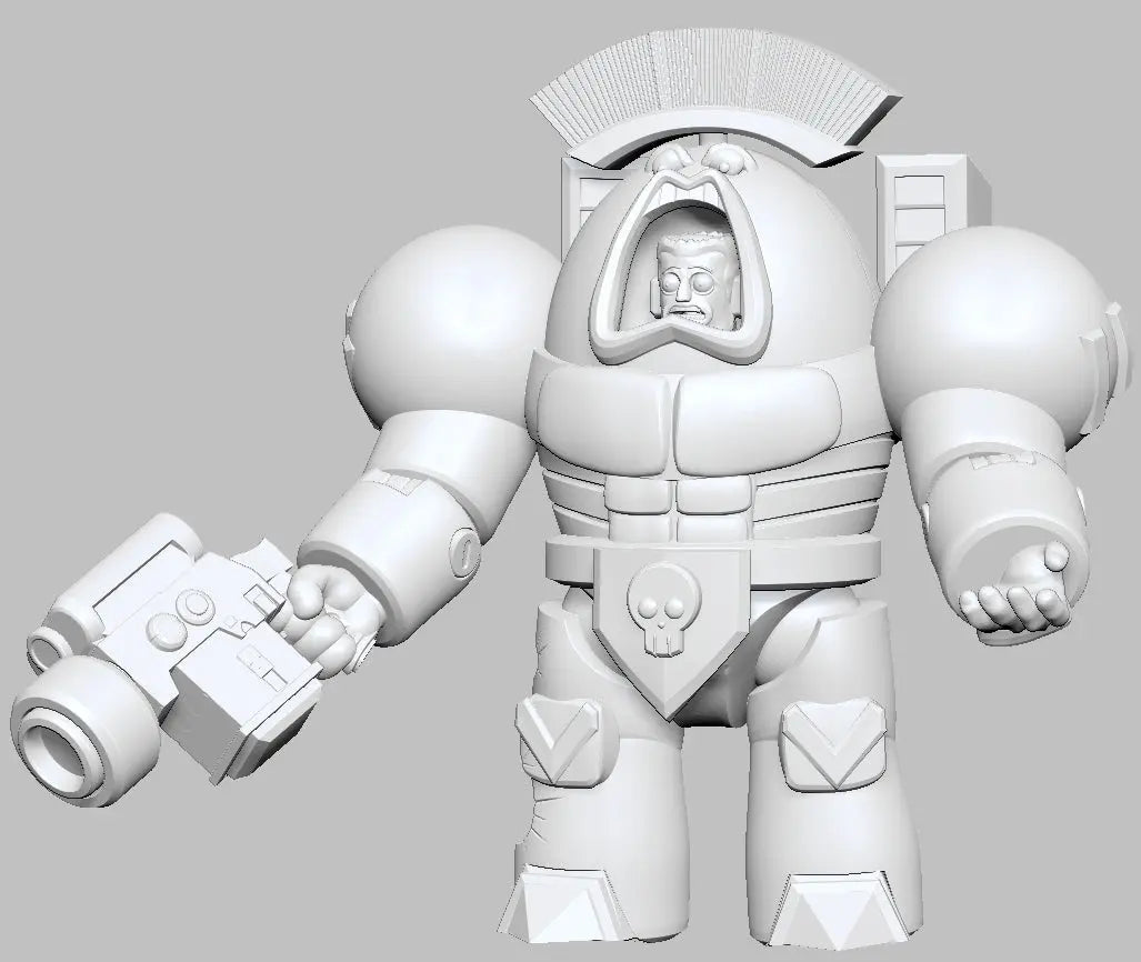 Captain Set 2 - Space King by 3DArtGuy, Gun Lowered pose, grey render