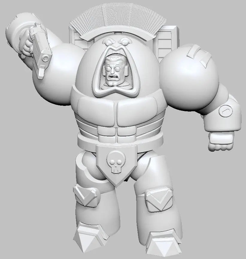 Captain Set 2 - Space King by 3DArtGuy, Pistol Raised pose, grey render