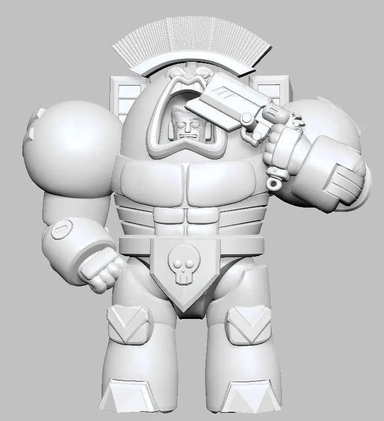Captain Set 2 - Space King by 3DArtGuy, Pistol on Shoulder pose, grey render