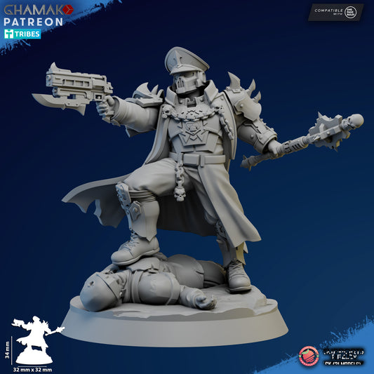 Corrupted Commissar by Ghamak Fantasy 28/32mm Scale Miniature, 34mm tall