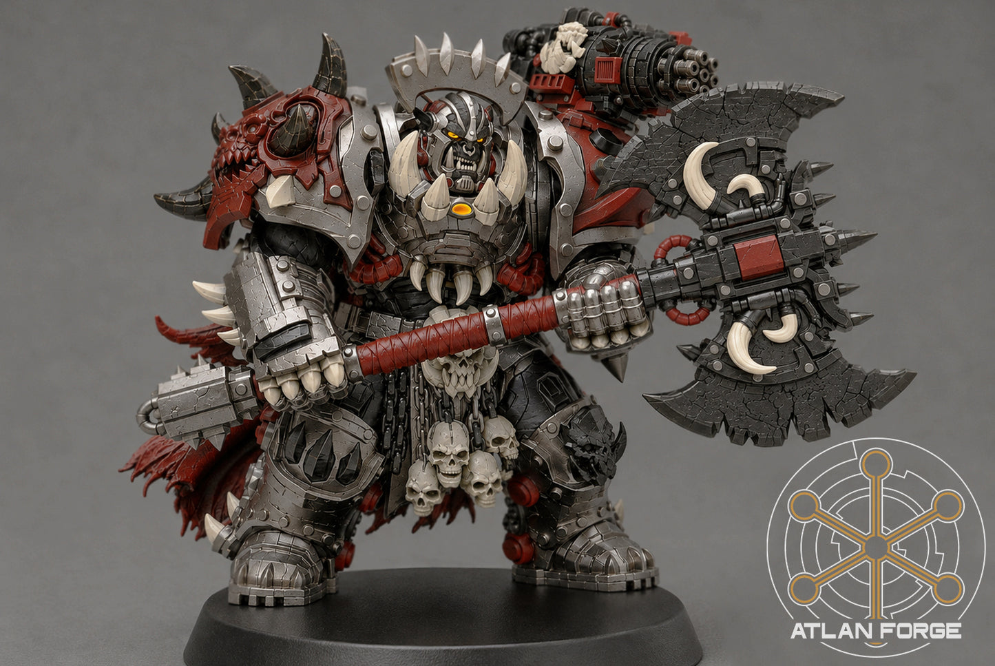 Grokk Brutelord in Ossiron Warplate by Atlan Forge – Resin Printed Grimdark Sci-Fi Mini (28/32mm)
