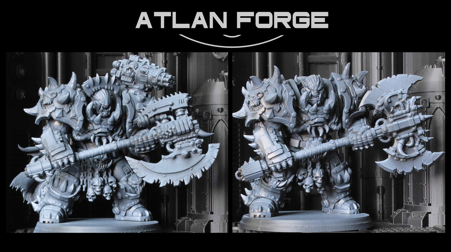 Grokk Brutelord in Ossiron Warplate by Atlan Forge – Resin Printed Grimdark Sci-Fi Mini (28/32mm)