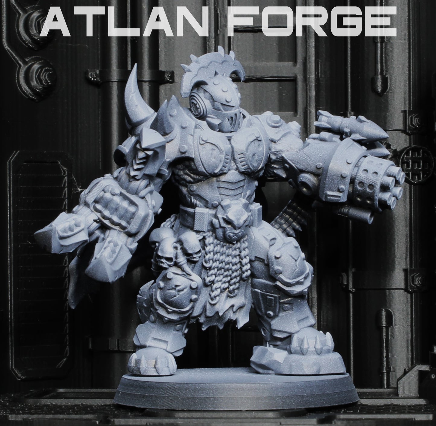 Grokk Brutelord by Atlan Forge – Resin Printed Grimdark Sci-Fi Mini With Wolf (28/32mm)