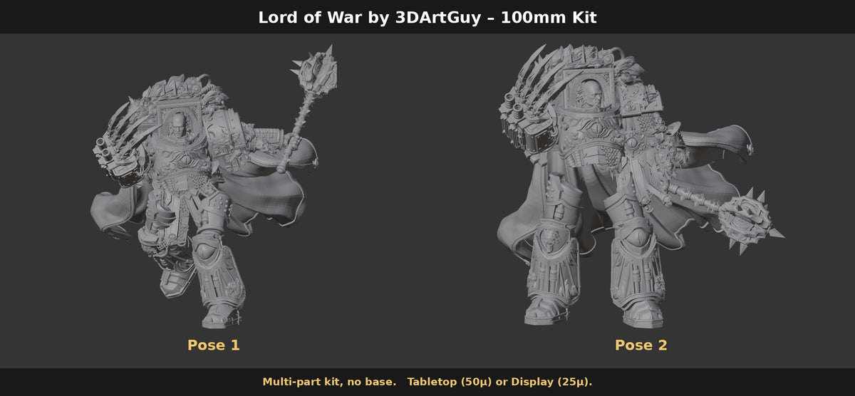 Lord of War by 3DArtGuy 100mm Kit: Pose 1 and Pose 2 assembled, no base