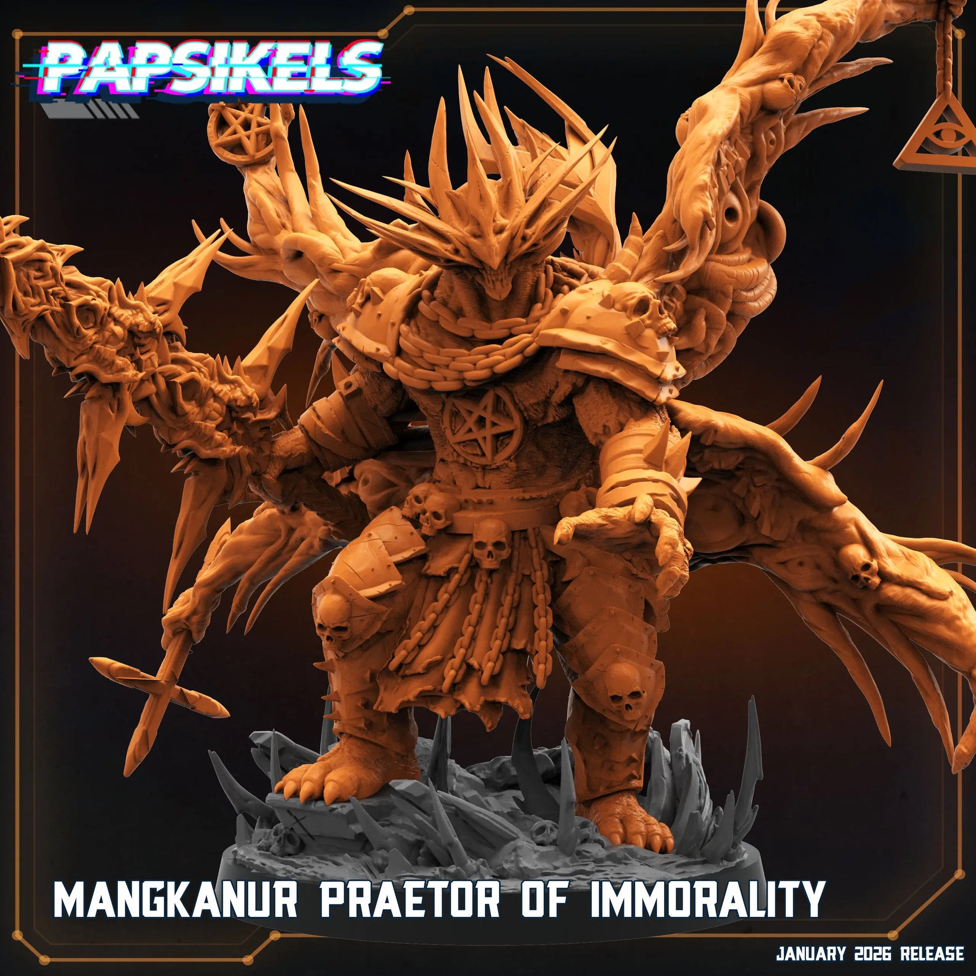 Mangkanur, Preator Of Immorality by Papsikels Miniature, 100mm tall Miniature, 28/32mm Scale, War Gaming Figure, Proxy for Trench Crusade My Store