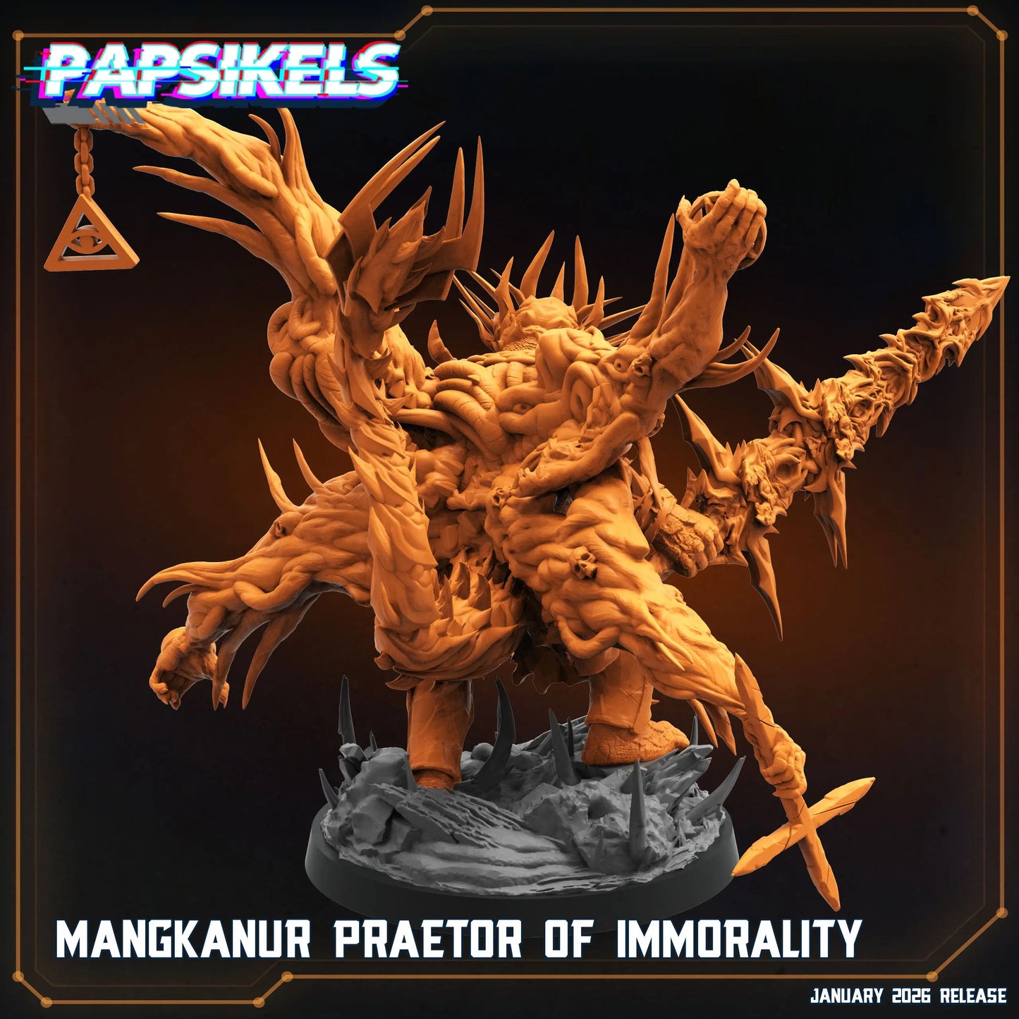 Mangkanur, Preator Of Immorality by Papsikels Miniature, 100mm tall Miniature, 28/32mm Scale, War Gaming Figure, Proxy for Trench Crusade My Store