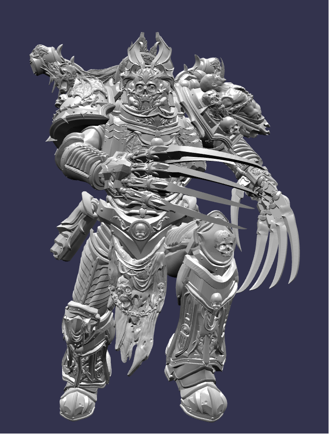 Boogeyman by 3DArtGuy 50mm Helmeted Strike pose, grey render