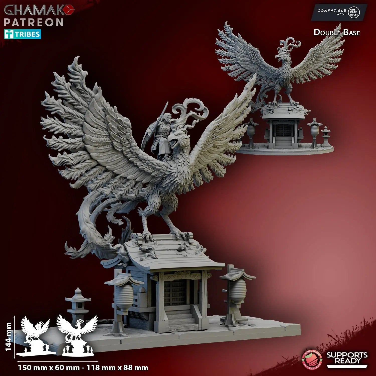 Suzaku Mounted Hero Diorama by Ghamak Fantasy 28/32mm Scale Miniature, 150mm x 144mm, Building My Store