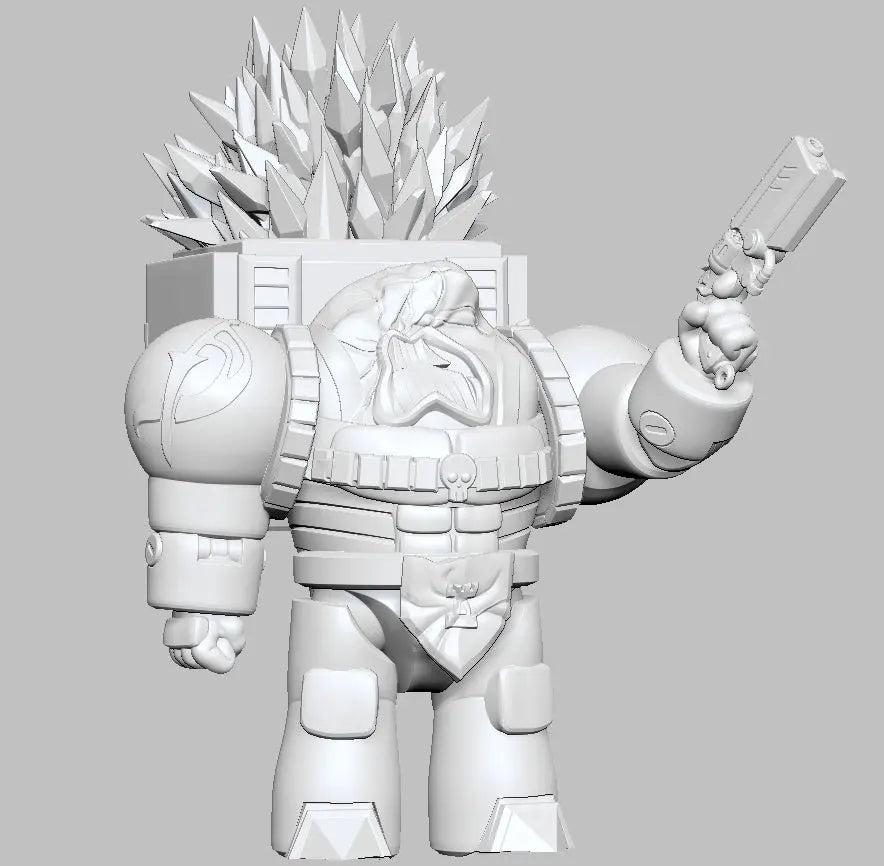 Terry the Psycho Warrior by 3DArtGuy designer render, 50mm Crystal Pack – Pistol Up