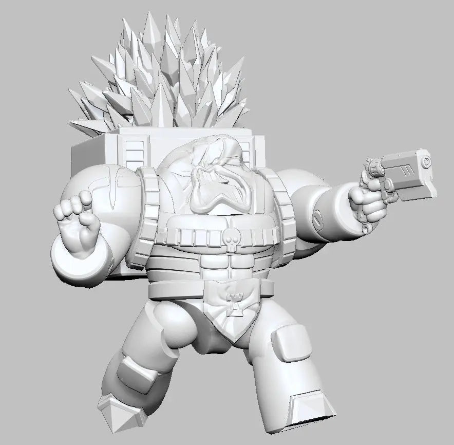 Terry the Psycho Warrior by 3DArtGuy designer render, 50mm Crystal Pack – Pistol Aimed