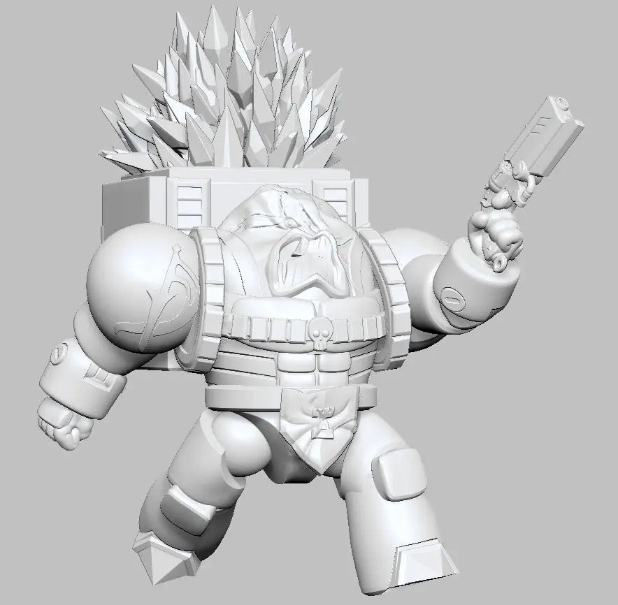 Terry the Psycho Warrior by 3DArtGuy designer render, 50mm Crystal Pack – Pistol, Striding