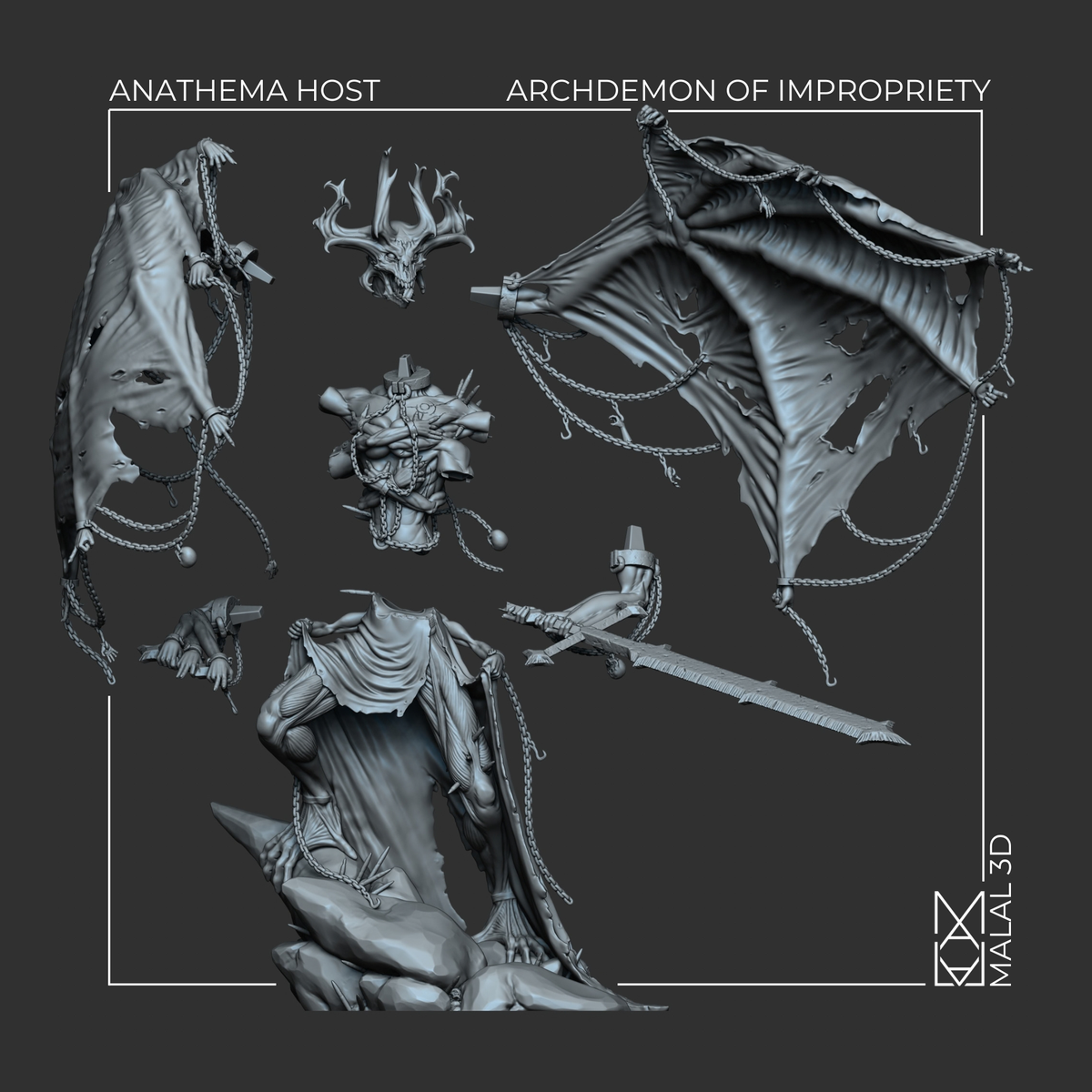 Archdemon of Impropriety by Malal3D – kit parts layout