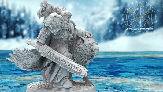 Valen Asgardian Commander by Atlan Forge 28/32mm Scale Miniature, 45mm tall