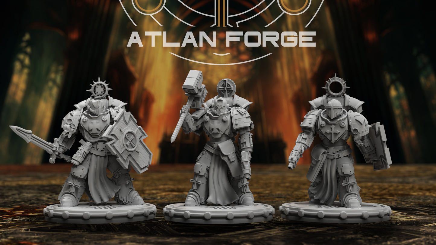Templar Veterans by Atlan Forge – 3-Man Modular Resin Printed Grimdark Squad (28/32mm)
