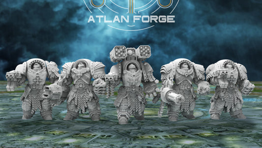 Templar Crusaders by Atlan Forge – 5-Man Modular Resin Printed Grimdark Squad (28/32mm) - Mega Diamonds & Schwartzreiter Mini Forge