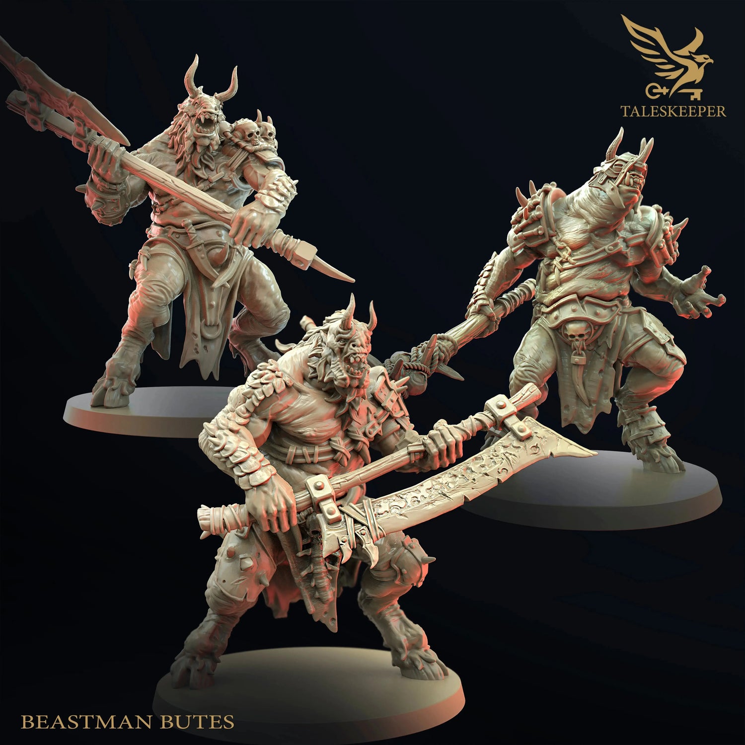 Beastman Brutes by Tales Keeper, 60mm Miniature, 28/32mm Scale, Fantasy War Gaming Figure My Store