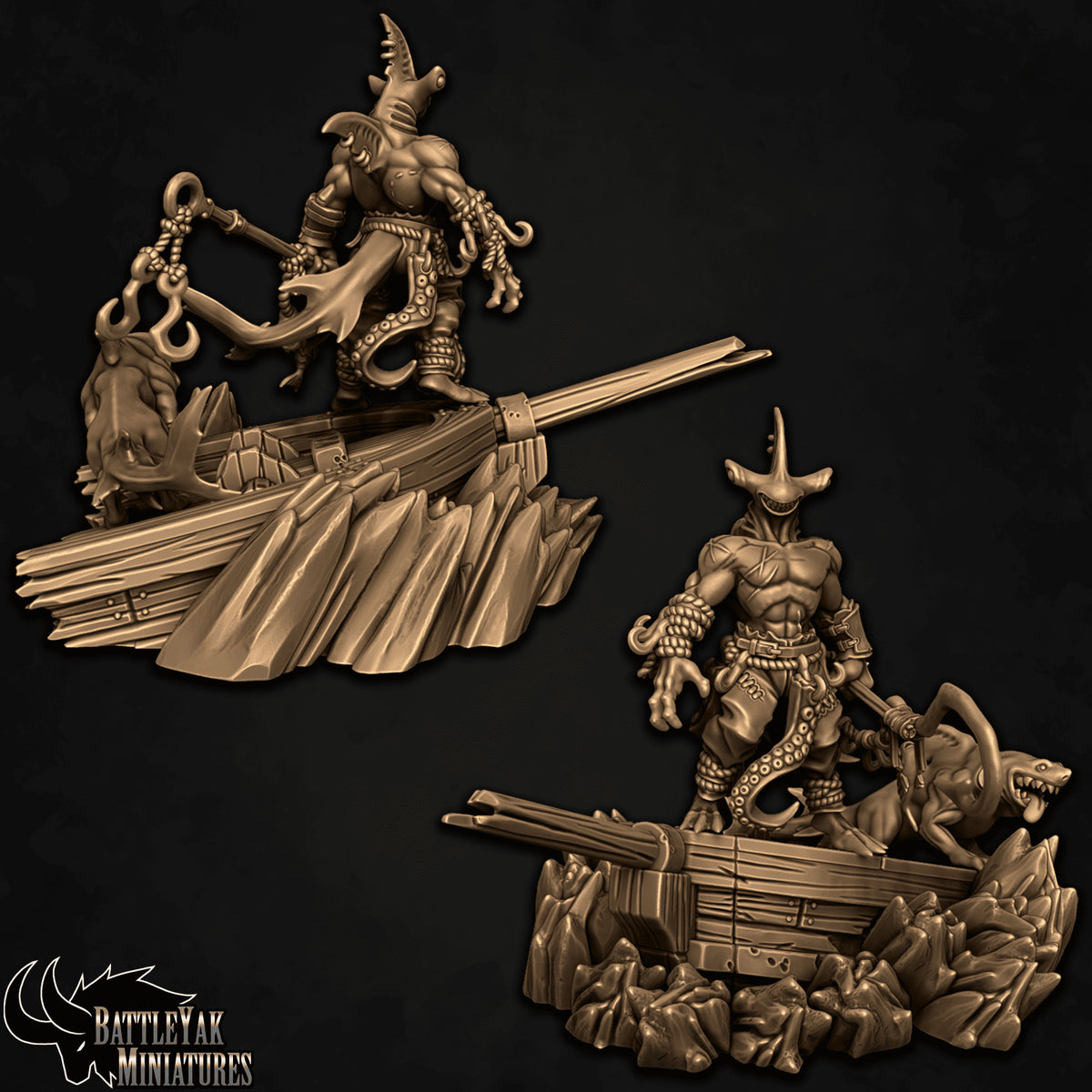 Blotch Darkwater by Battle Yak – two views on the boat stand with the fishhook