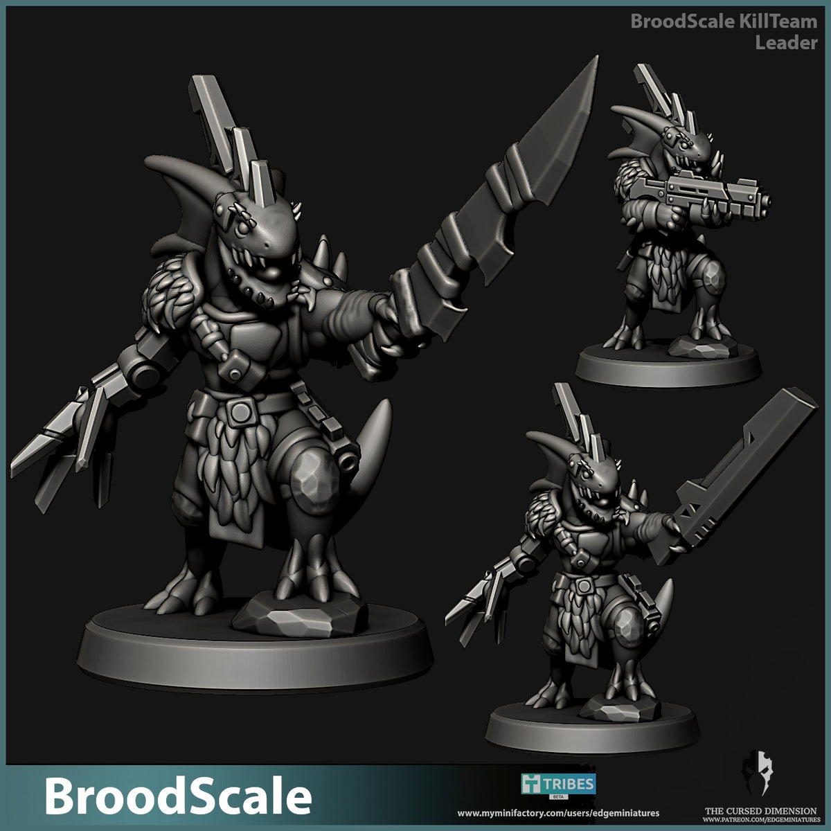 BroodScale Killteam by Edge Miniatures – the three Leaders