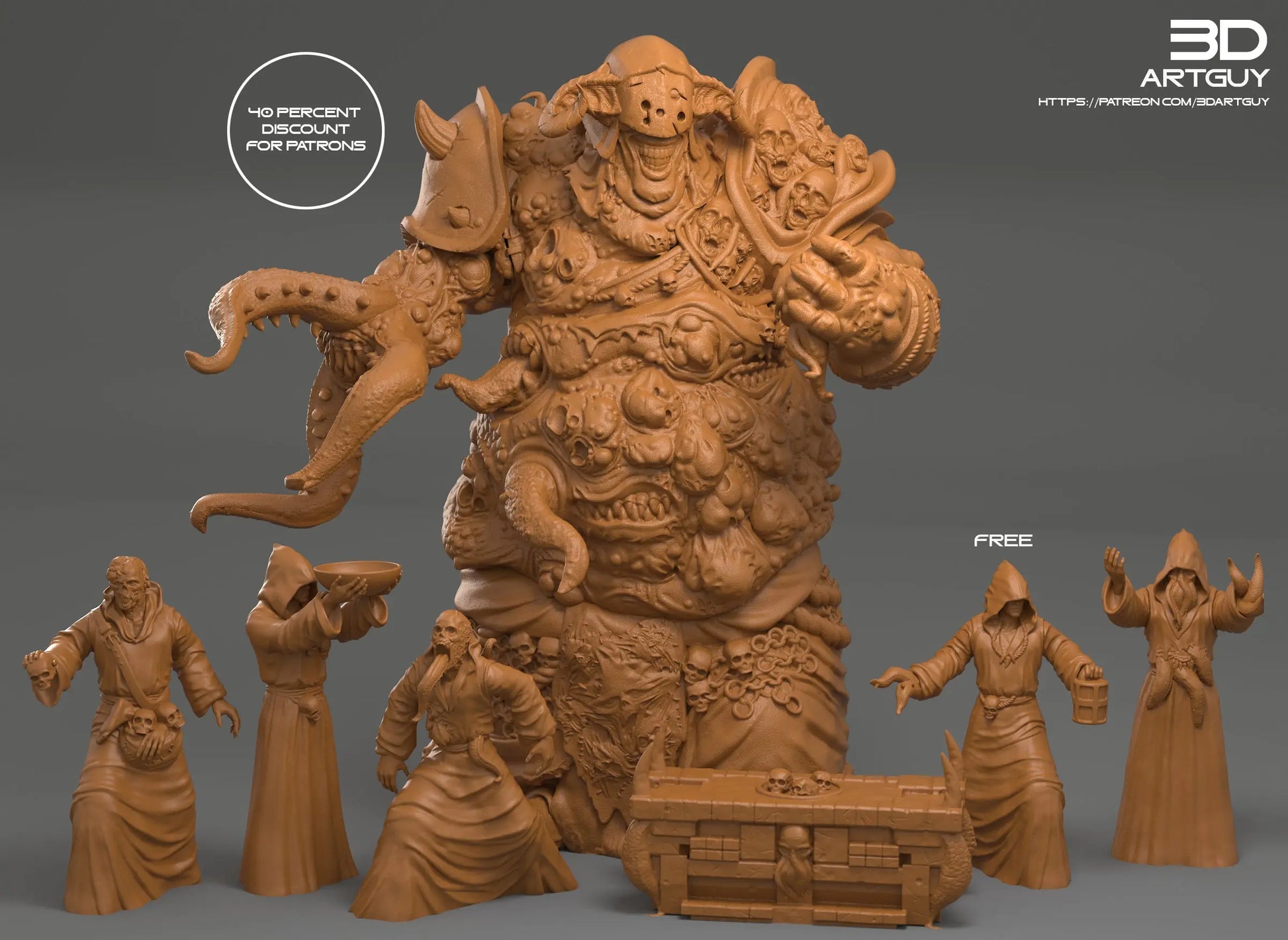 Diseased Horror by 3DArtGuy 32mm scale, 120mm, Miniature War Gaming Figure, Unclean Proxy My Store