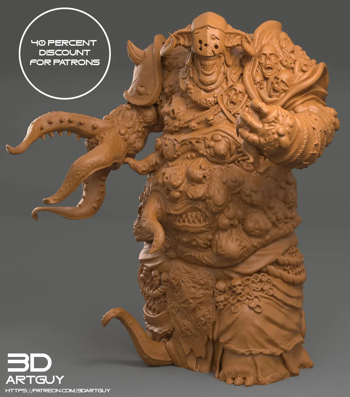 Diseased Horror by 3DArtGuy 32mm scale, 120mm, Miniature War Gaming Figure, Unclean Proxy My Store