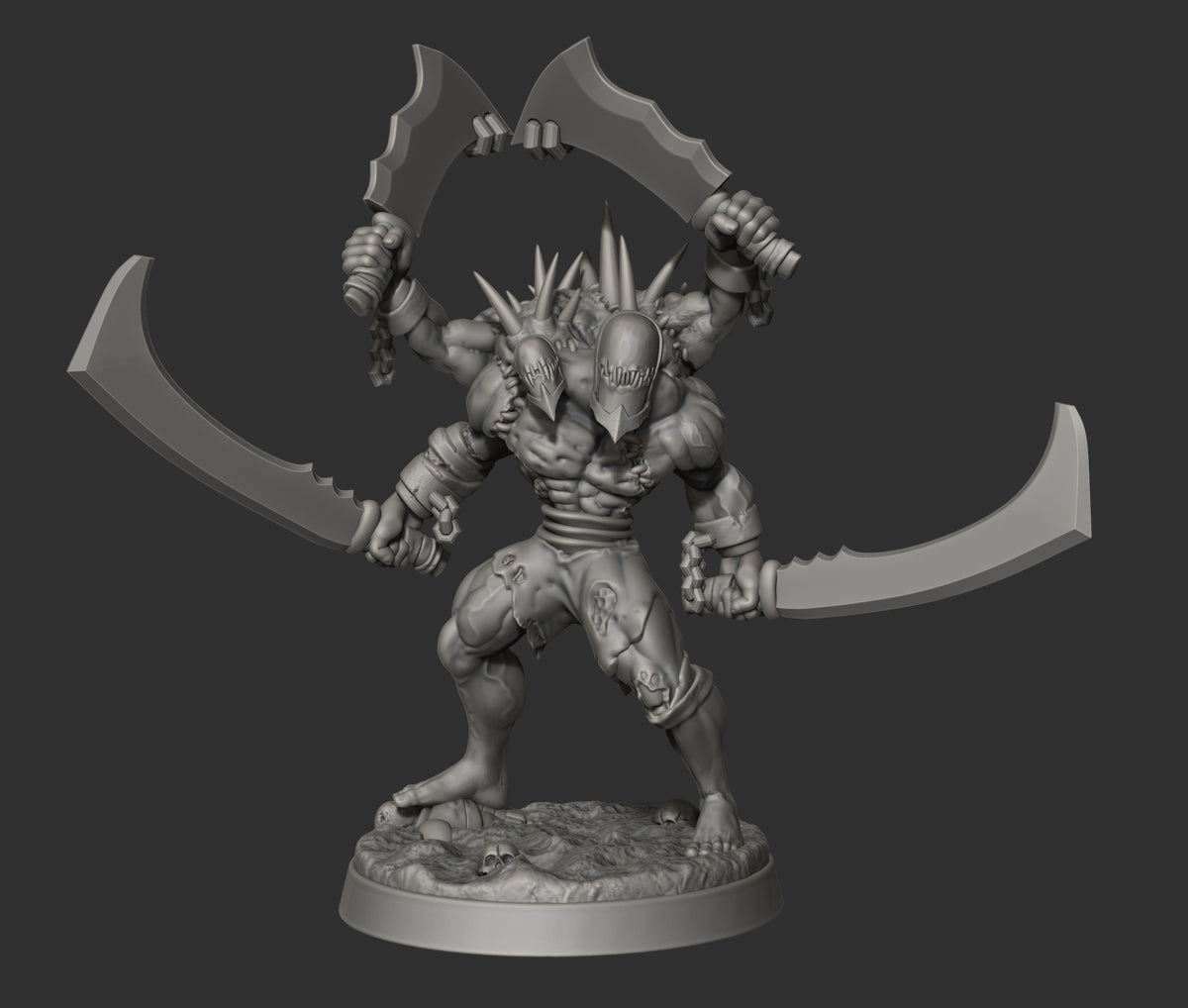 Hulking Monstrosity - Cursed Elves by Edge Miniatures designer render, alternate build with four blades