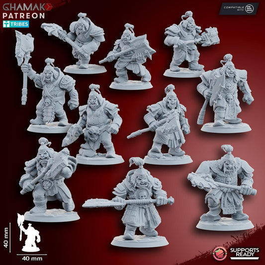 Grey Waste Orc by Ghamak Fantasy 28mm Scale Miniature, 40mm tall, 10 Units