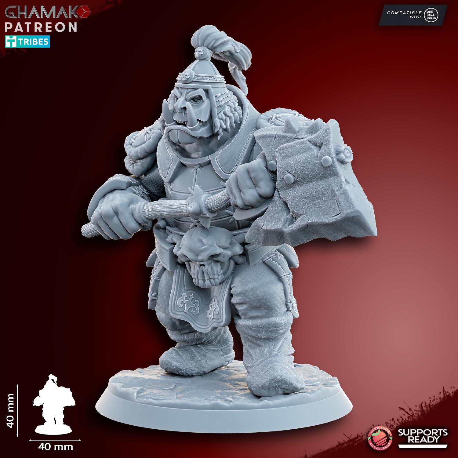 Grey Waste Orc by Ghamak Fantasy 28mm Scale Miniature, 40mm tall, 10 Units
