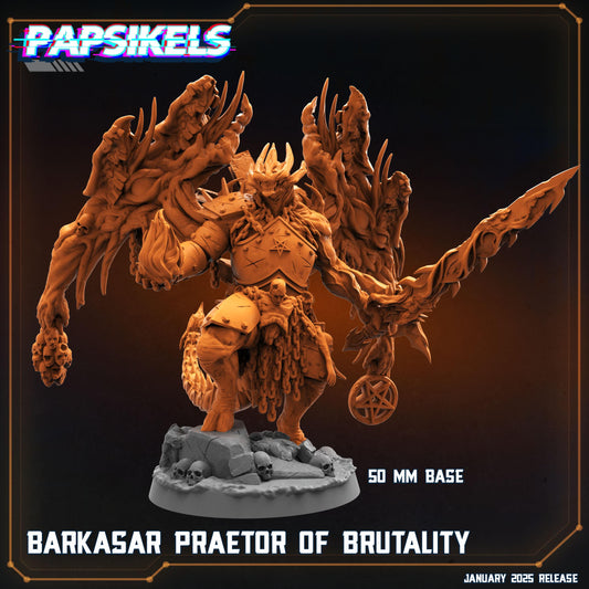 BARKASAR, Preator Of Brutality by Papikels Miniature, 100m tall Miniature, 32mm Scale, War Gaming Figure, Proxy for Trench Crusade