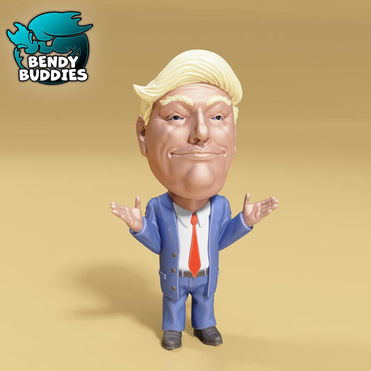 President Donald J. Trump "Bobble Head", by BendyBuddies 3D Printed, 4 Color PLA, Charicture Model, Statue