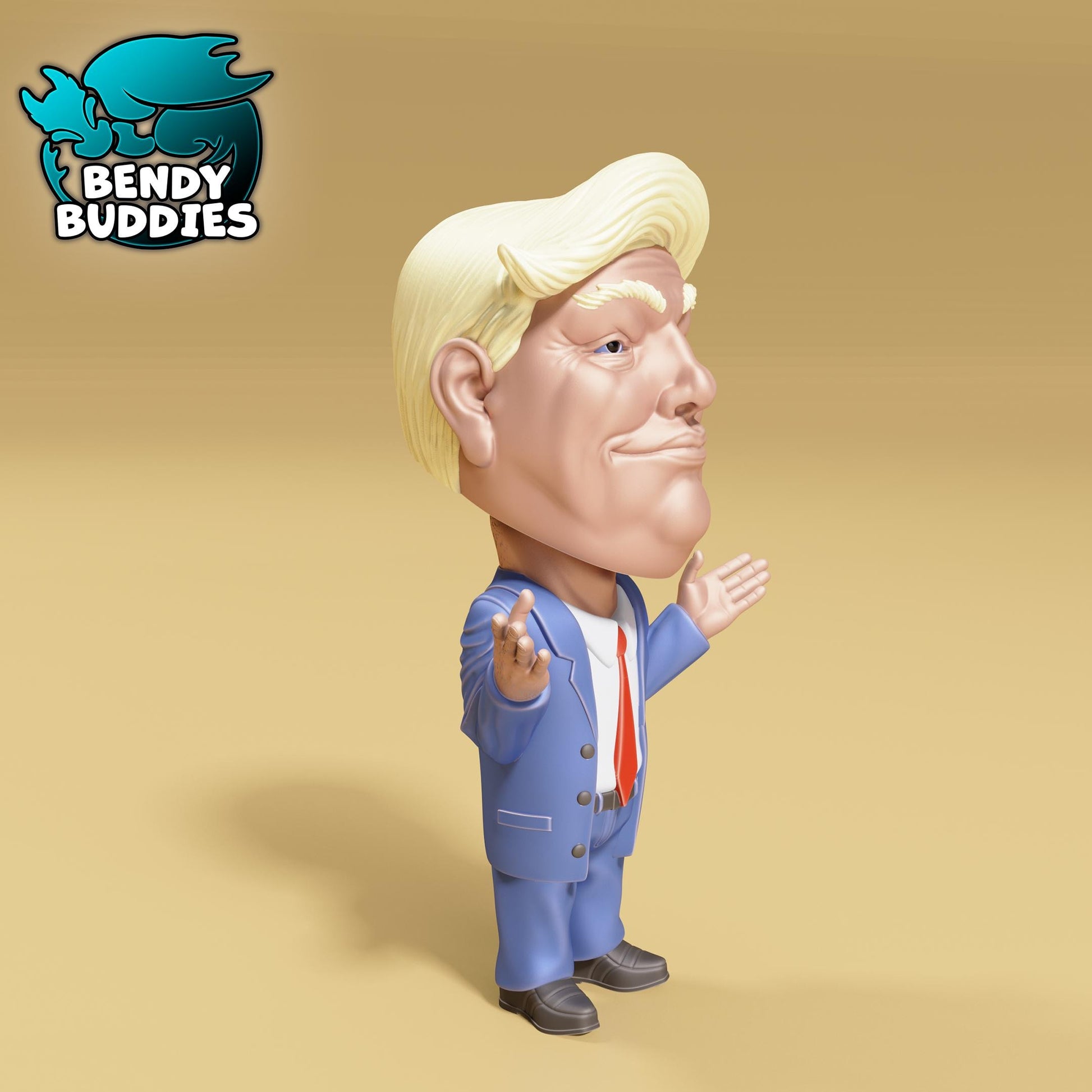 President Donald J. Trump "Bobble Head", by BendyBuddies 3D Printed, 4 Color PLA, Charicture Model, Statue